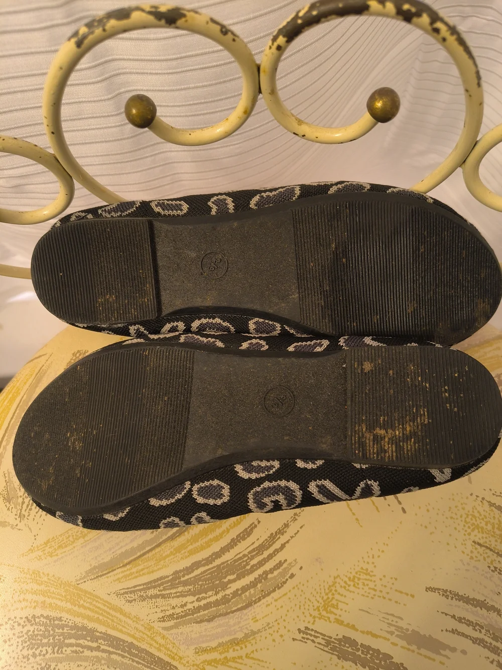 Black Patterned Ballet Flats with Pink Insole by LifeStride